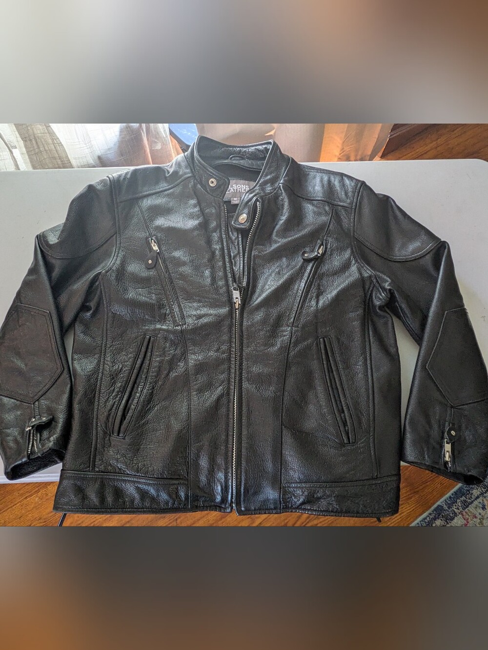 Black Wilson's Leather Motorcycle Jacket with Removable Thinsulate Lining